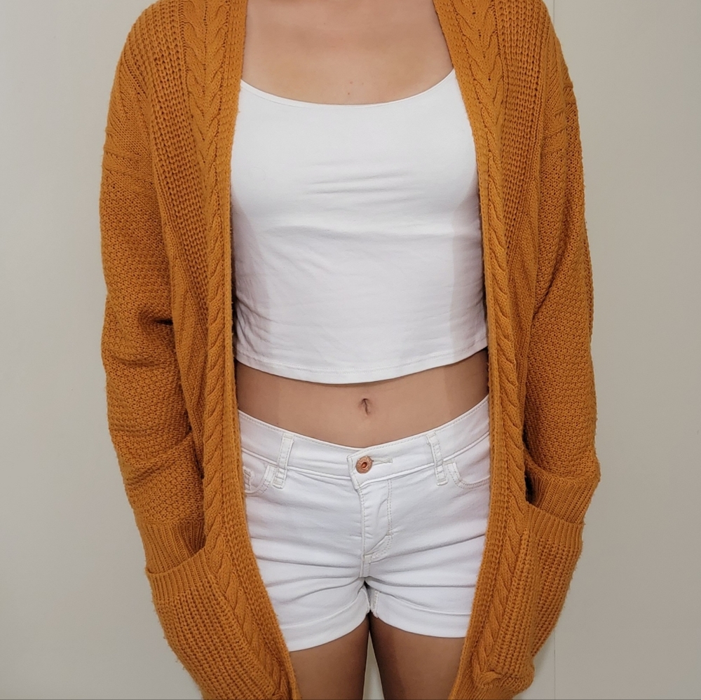 Forever 21 cardigan sweater, mustard yellow